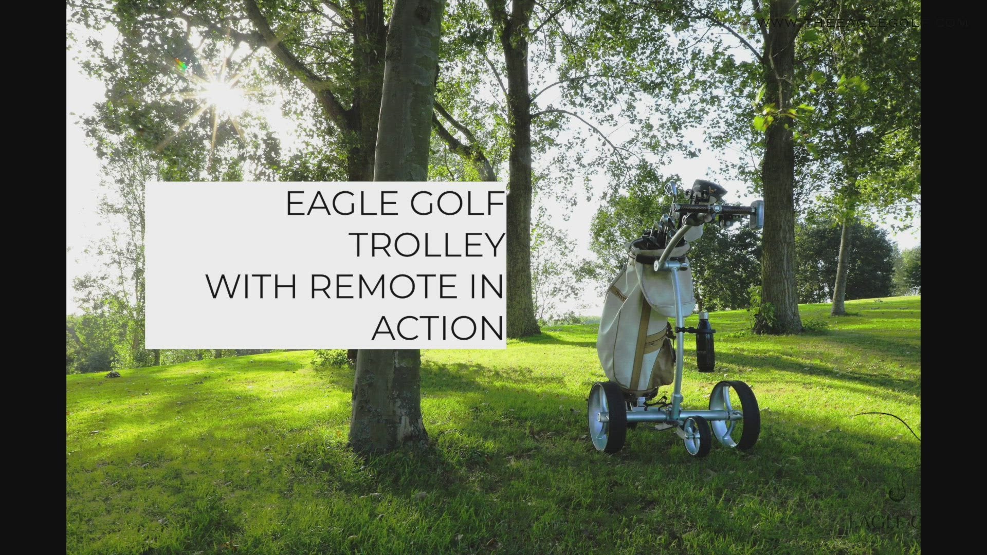 Eagle golf silver electric golf trolley with remote control on golf course video