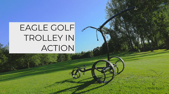 Eagle golf black electric golf trolley on golf course video